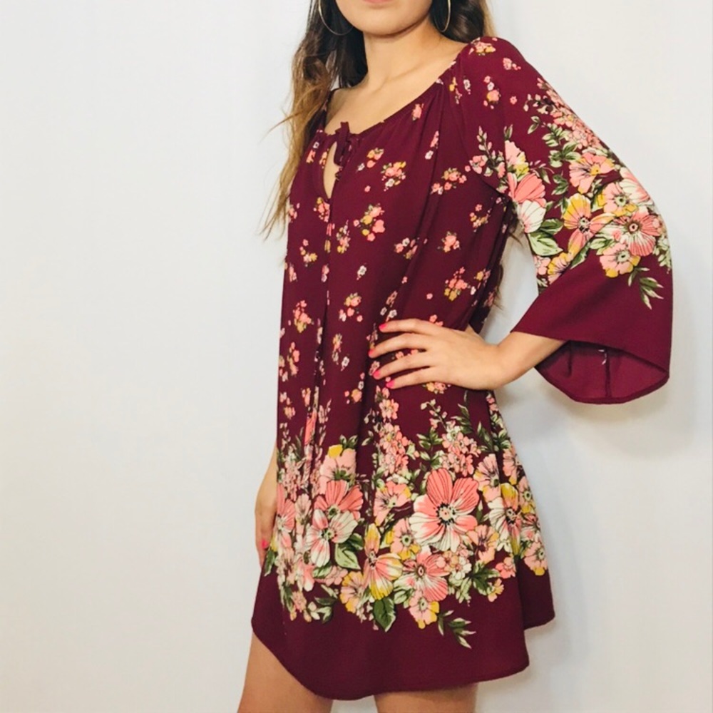 Maroon boho dress